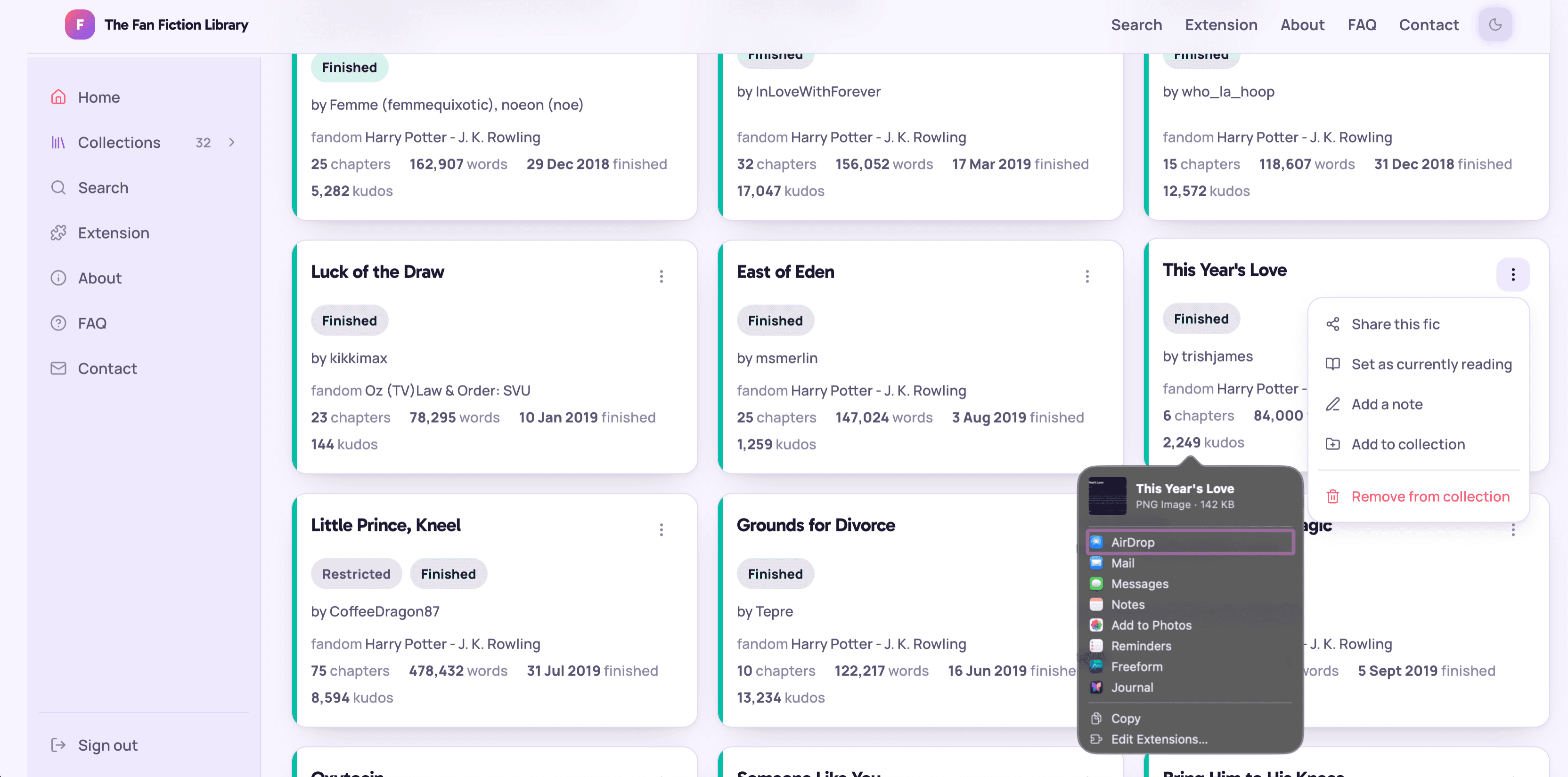 An exported share card next to the live work card it was generated from.
